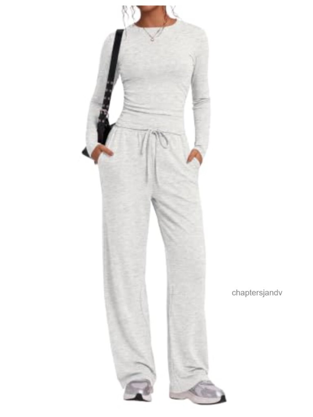 Women's 2 Piece Lounge Set Wide Leg Pants Long Sleeve Top Rayon Spandex